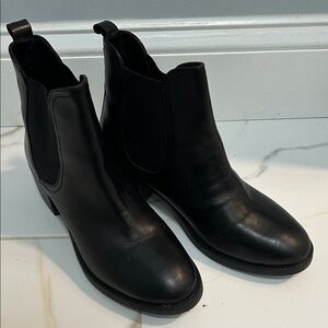 Dune London Sleek Black Leather Booties